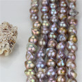 Freshwater Loose Pearl Strand Size 15mm Grade AA Light Peacock Nulceated Pearl Strand